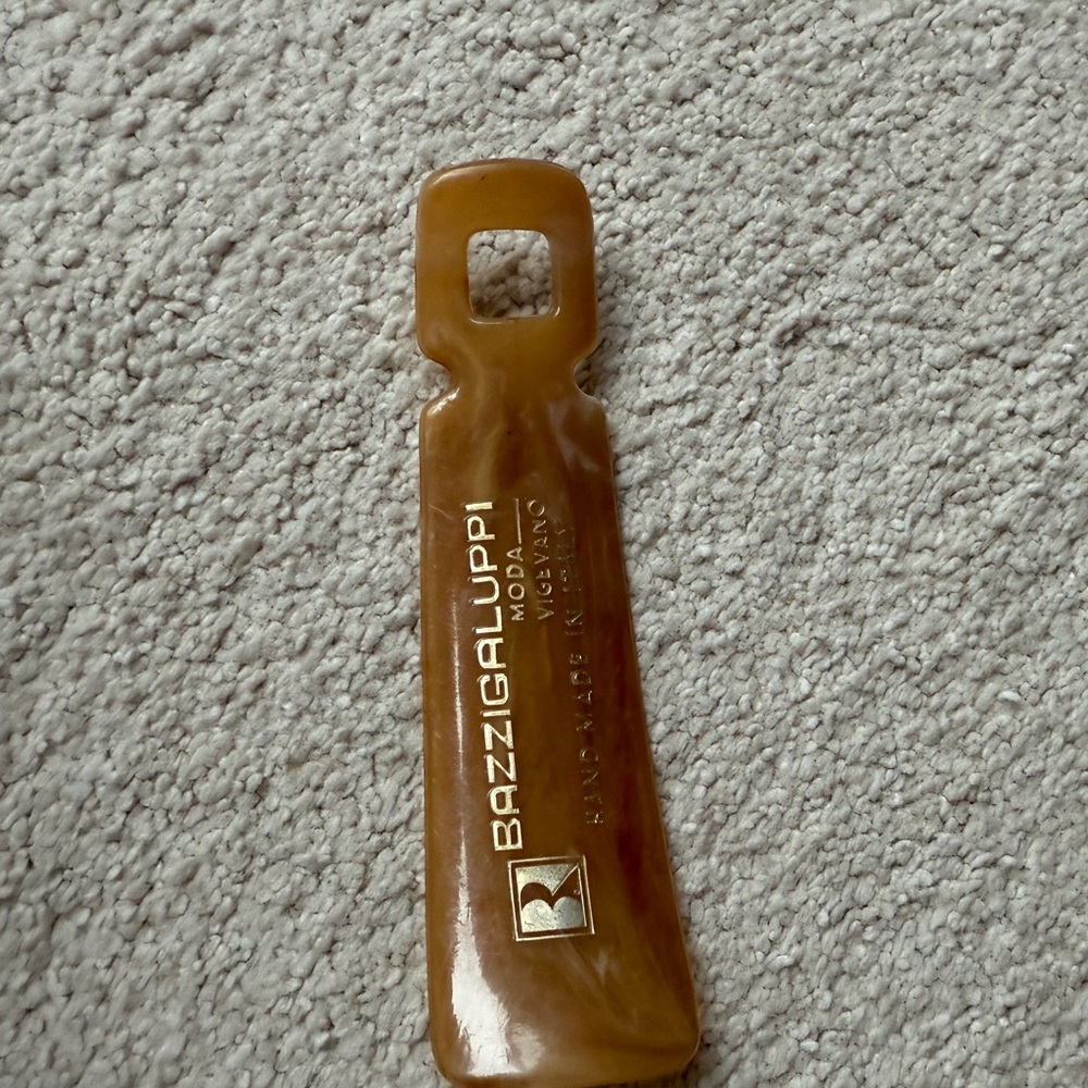 Bazzigaluppi Moda Handmade Shoe Horn Beige Gold Iconic Logo Made In Italy 5” New